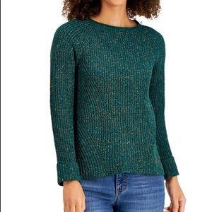 STYLE & CO Green pointelle sweater with multicolor threading. NWT size XLP